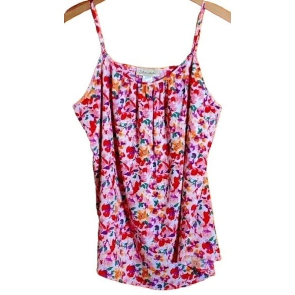 DAVINA L PINK & RED BOHO FLORAL TANK TOP